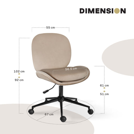 Goomalling Velvet Office Chair, Pale Khaki