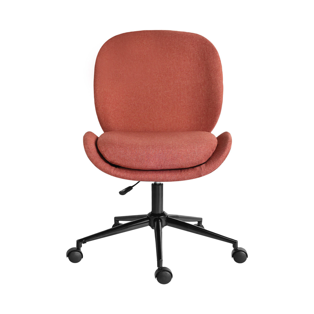 Goomalling earthy red linen fabric armless swivel office desk chair