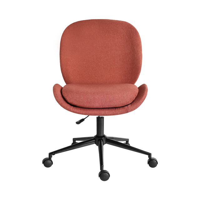 Goomalling earthy red linen fabric armless swivel office desk chair