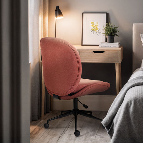 Goomalling earthy red linen fabric armless swivel office desk chair