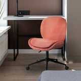 Goomalling earthy red linen fabric armless swivel office desk chair
