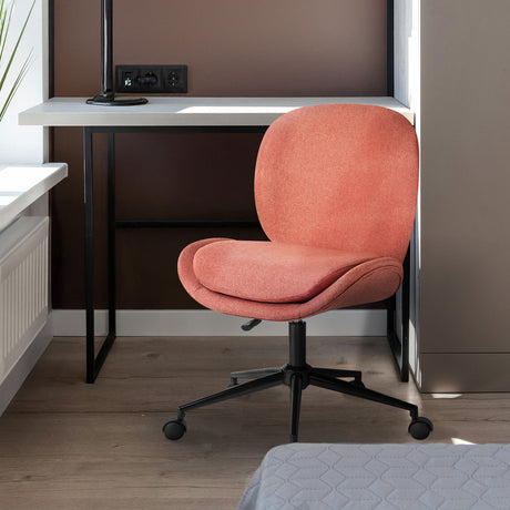 Goomalling earthy red linen fabric armless swivel office desk chair
