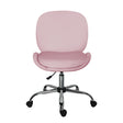 Scarborough pink velvet armless swivel office chair at a desk
