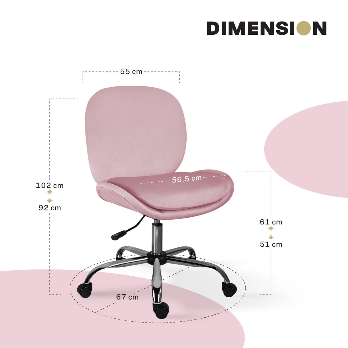 Scarborough Armless Office Chair, Pink