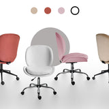 Scarborough white teddy boucle armless swivel office chair at a desk