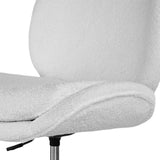 Scarborough white teddy boucle armless swivel office chair at a desk