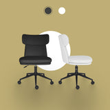 Iluka black faux leather office chair at a desk, view 4