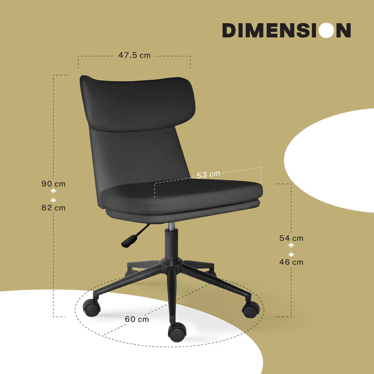 Iluka black faux leather office chair at a desk, view 10