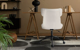 Iluka white faux leather office chair at a desk, view 2