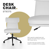 Iluka white faux leather office chair at a desk, view 3