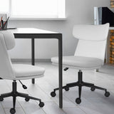 Iluka white faux leather office chair at a desk, view 5
