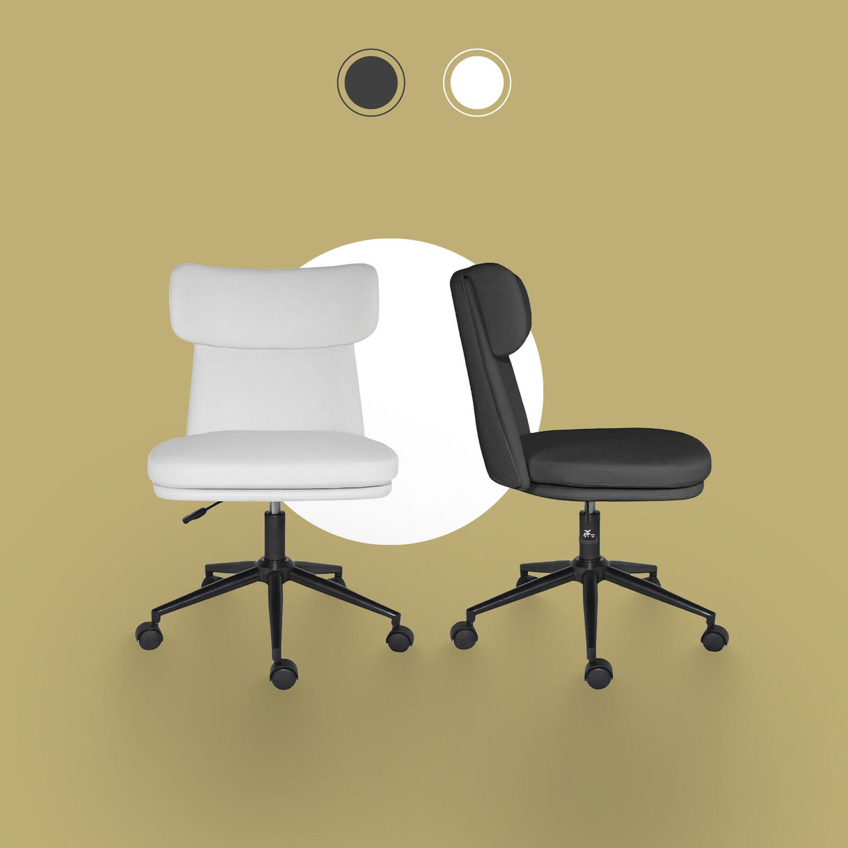 Iluka white faux leather office chair at a desk, view 6