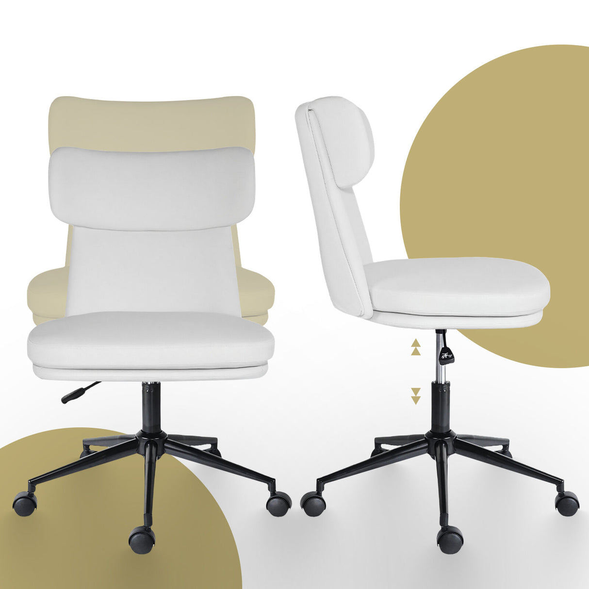 Iluka white faux leather office chair at a desk, view 8