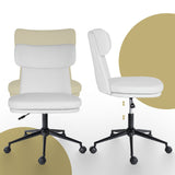 Iluka white faux leather office chair at a desk, view 8