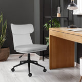 Iluka white faux leather office chair at a desk, view 10