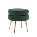La Bella Velvet Round Ottoman with Gold Legs Navy Blue Yellow or Pink — Allure Home Collections
