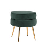 La Bella Velvet Round Ottoman with Gold Legs Navy Blue Yellow or Pink — Allure Home Collections