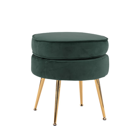 La Bella Velvet Round Ottoman with Gold Legs Navy Blue Yellow or Pink — Allure Home Collections