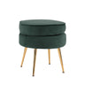 La Bella Velvet Round Ottoman with Gold Legs Navy Blue Yellow or Pink — Allure Home Collections