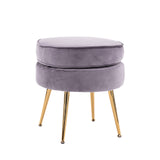 La Bella Velvet Round Ottoman with Gold Legs Navy Blue Yellow or Pink — Allure Home Collections