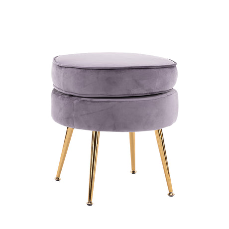 La Bella Velvet Round Ottoman with Gold Legs Navy Blue Yellow or Pink — Allure Home Collections