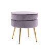 La Bella Velvet Round Ottoman with Gold Legs Navy Blue Yellow or Pink — Allure Home Collections