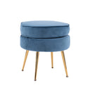 La Bella Velvet Round Ottoman with Gold Legs Navy Blue Yellow or Pink — Allure Home Collections