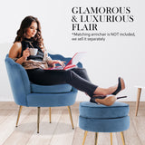 La Bella Velvet Round Ottoman with Gold Legs Navy Blue Yellow or Pink — Allure Home Collections