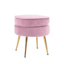 La Bella Velvet Round Ottoman with Gold Legs Navy Blue Yellow or Pink — Allure Home Collections