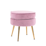 La Bella Velvet Round Ottoman with Gold Legs Navy Blue Yellow or Pink — Allure Home Collections