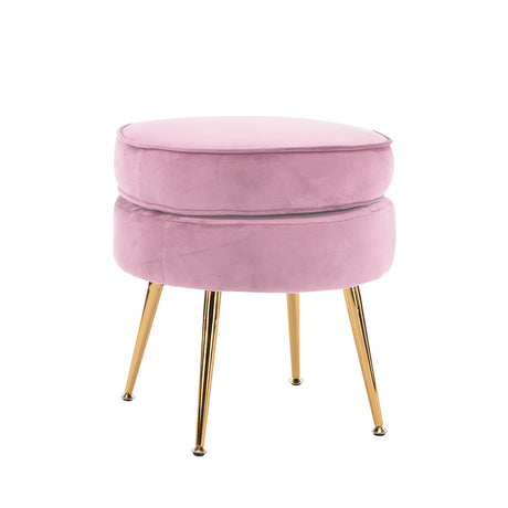 La Bella Velvet Round Ottoman with Gold Legs Navy Blue Yellow or Pink — Allure Home Collections