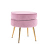 La Bella Velvet Round Ottoman with Gold Legs Navy Blue Yellow or Pink — Allure Home Collections