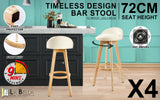 Four Leila bar stools at long kitchen counter — Allure Home Collections