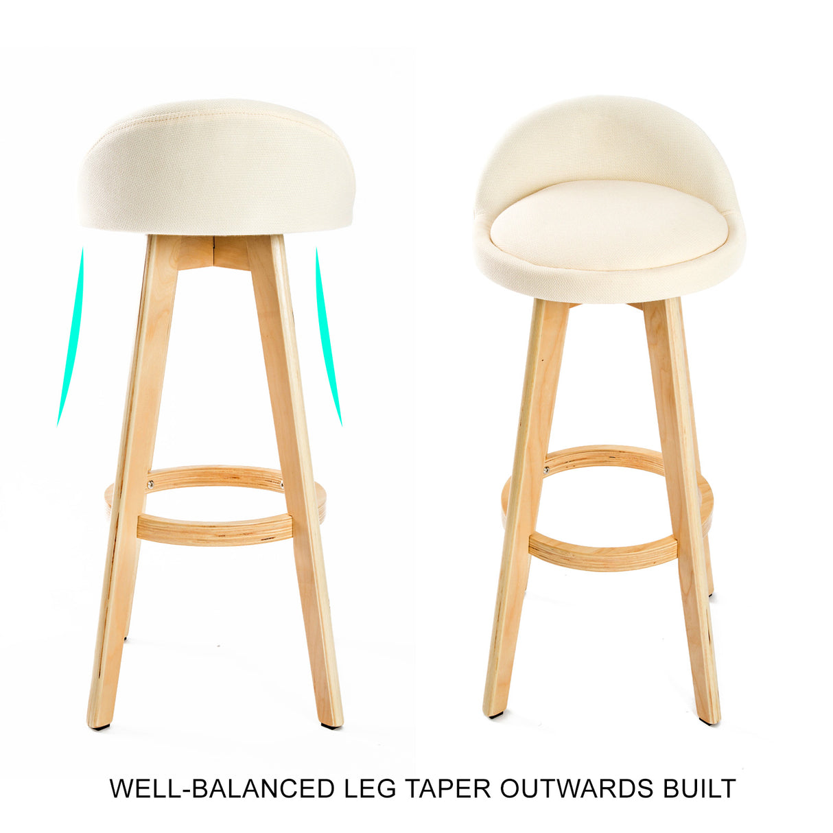 Bittern Wooden Bar Stool, 4pcs