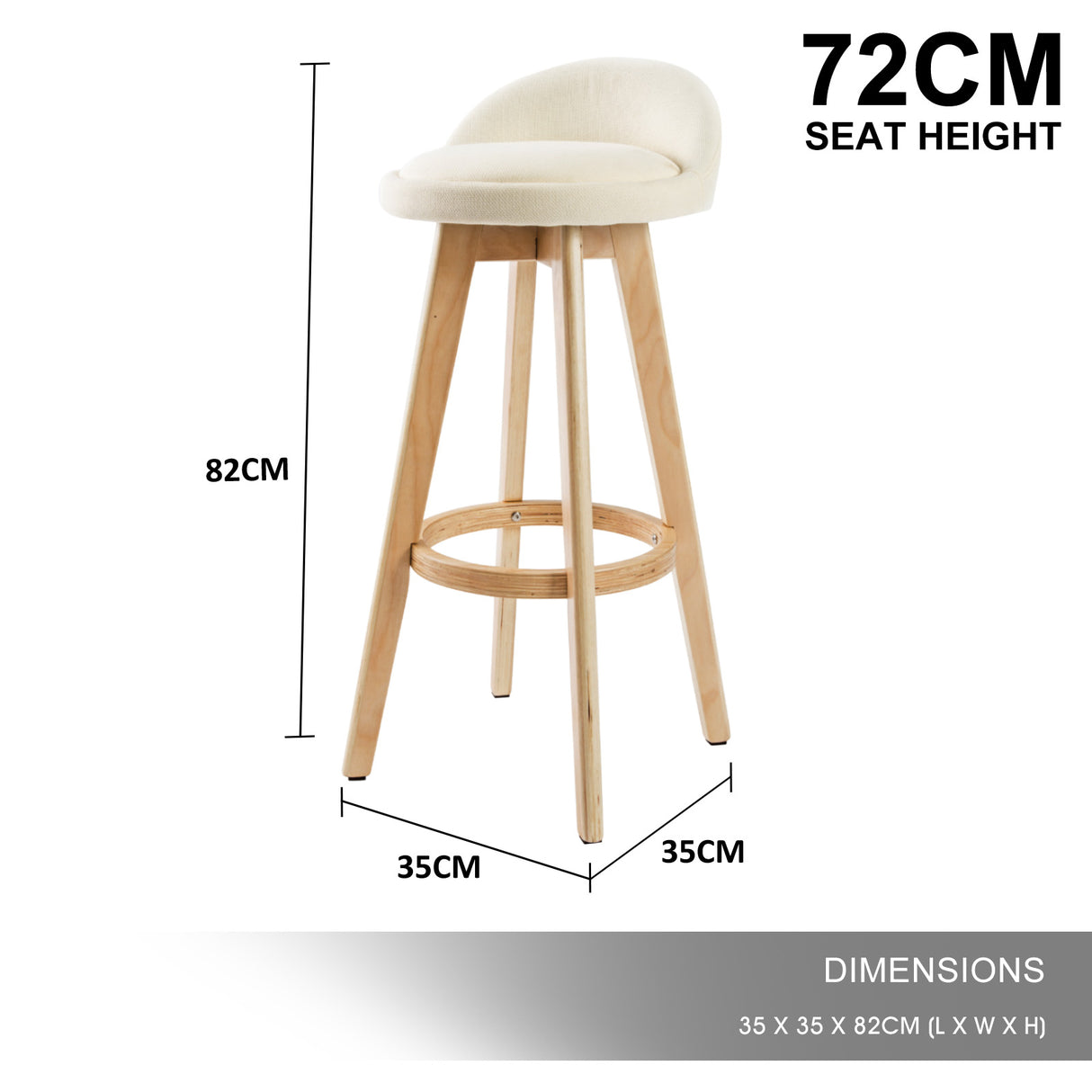 Bittern Wooden Bar Stool, 4pcs