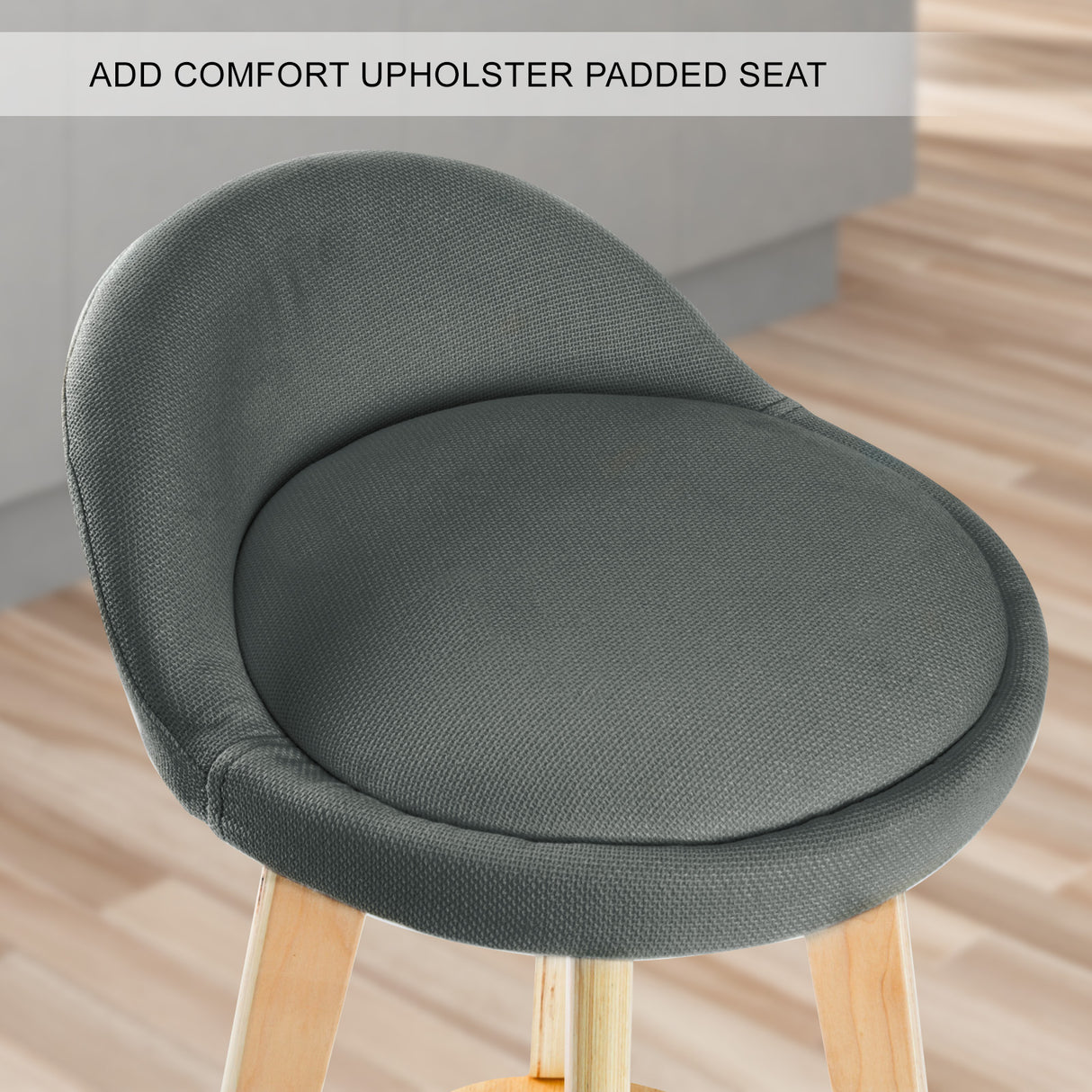 Bittern Wooden Bar Stool, Grey 2pcs