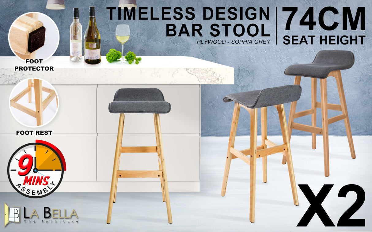 Two Sophia wooden bar stools at kitchen breakfast bar — Allure Home Collections