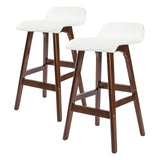 Capel Sound white faux leather wooden bar stool with timber legs in a kitchen
