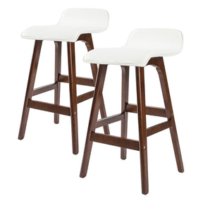 Capel Sound white faux leather wooden bar stool with timber legs in a kitchen