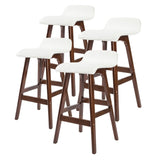 Capel Sound white faux leather wooden bar stool with timber legs in a kitchen