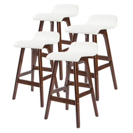 Capel Sound white faux leather wooden bar stool with timber legs in a kitchen
