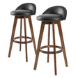 Sandhurst black and brown wooden bar stool with PVC leather swivel seat in a modern kitchen