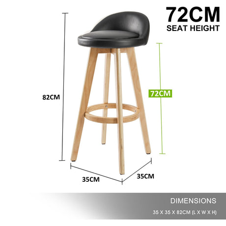 Sandhurst Wooden Bar Stool, Black 2pcs