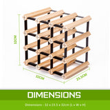 Natural pine and steel timber wine rack holding 12 bottles