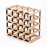 Natural pine and steel timber wine rack holding 20 bottles