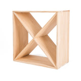 Natural pine criss cross timber wine rack holding 24 bottles