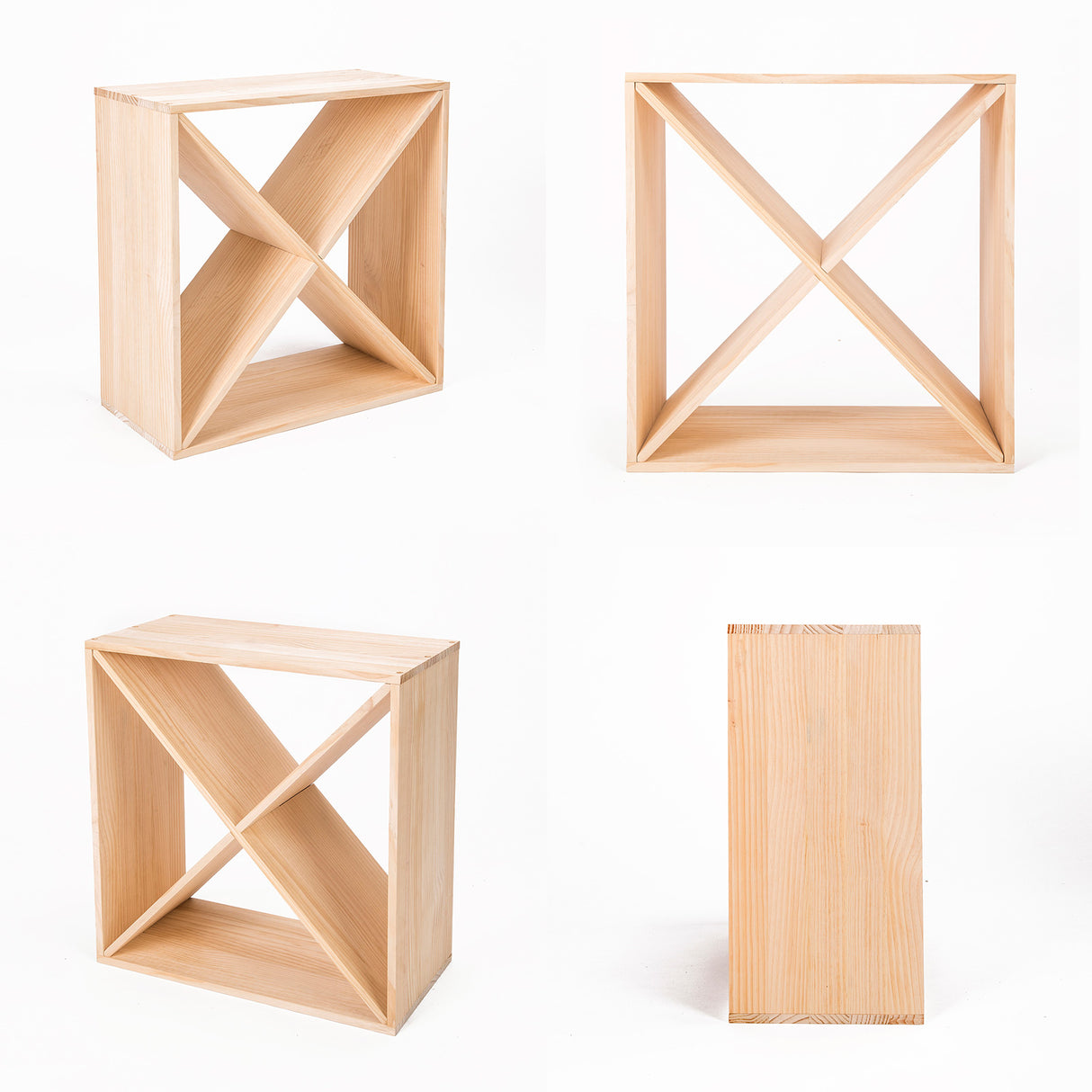 Natural pine criss cross timber wine rack holding 24 bottles