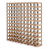 Natural pine and steel timber wine rack holding 120 bottles