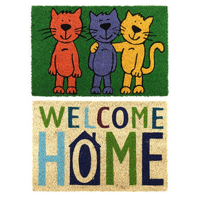 Coir Door Mat 2 Pack, Natural 60x40cm