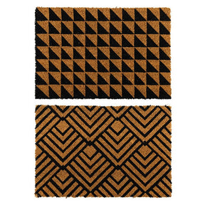 Kuranda cursive natural coconut coir doormat pair on a home entryway, 40 by 60cm